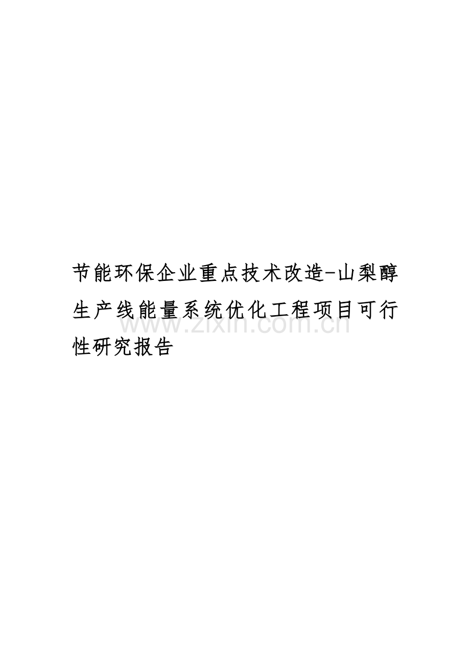 节能环保企业重点技术改造-山梨醇生产线能量系统优化工程项目可行性研究报告.doc_第1页