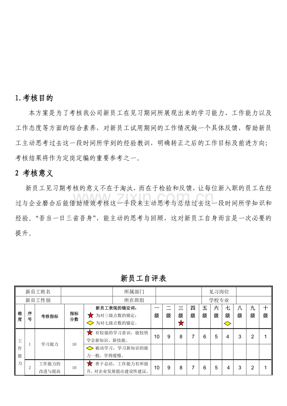 新员工考核表-HR猫猫.doc_第1页