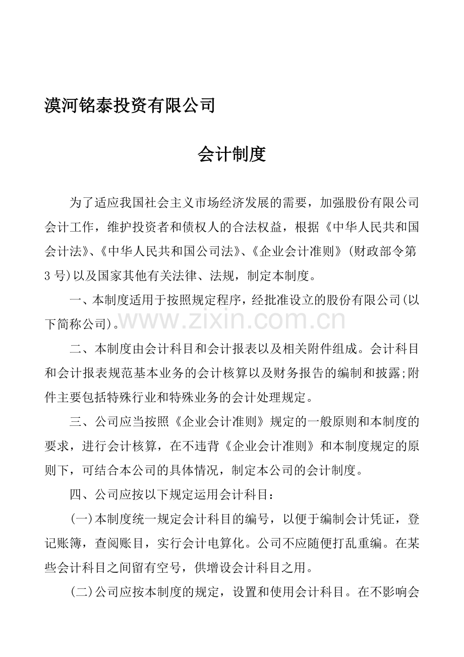 投资有限公司会计制度(1).doc_第1页