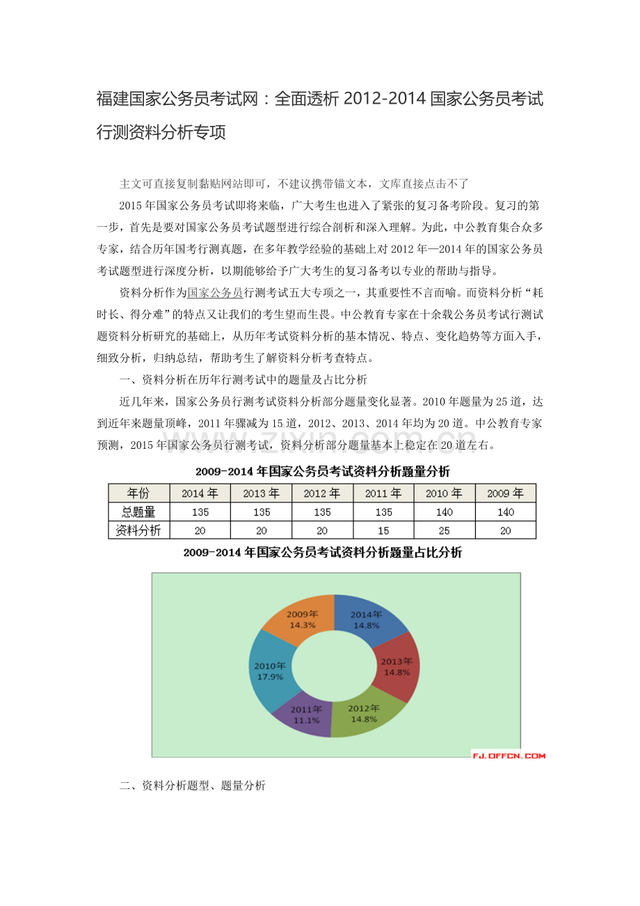 福建国家公务员考试网：全面透析2012-2014国家公务员考试行测资料分析专项.doc_第1页