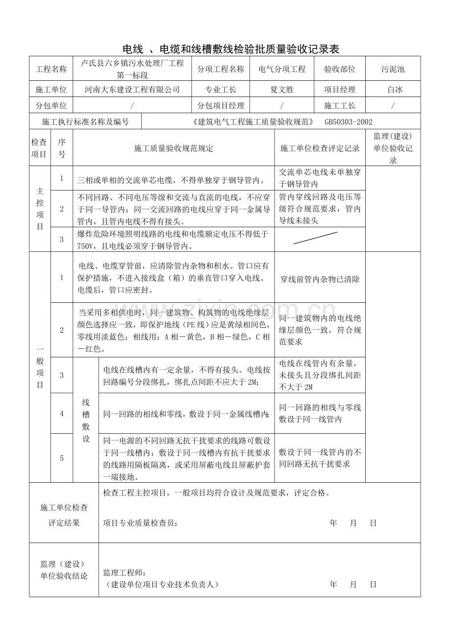 电线-、电缆和线槽敷线检验批质量验收记录表.doc_第2页