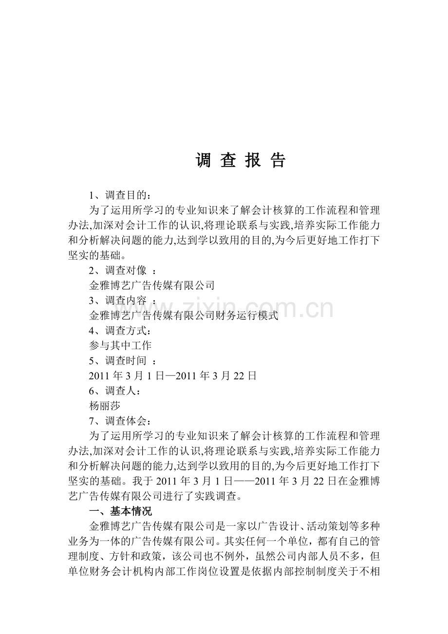 会计调查报告(范文-包括询问笔录).doc_第1页