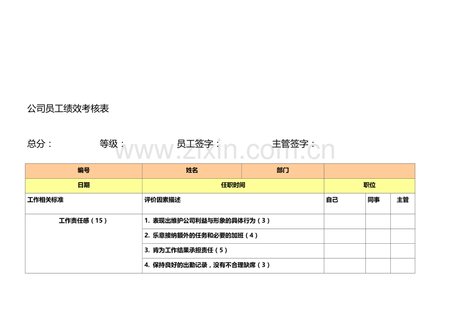 公司员工绩效考核表..doc_第1页