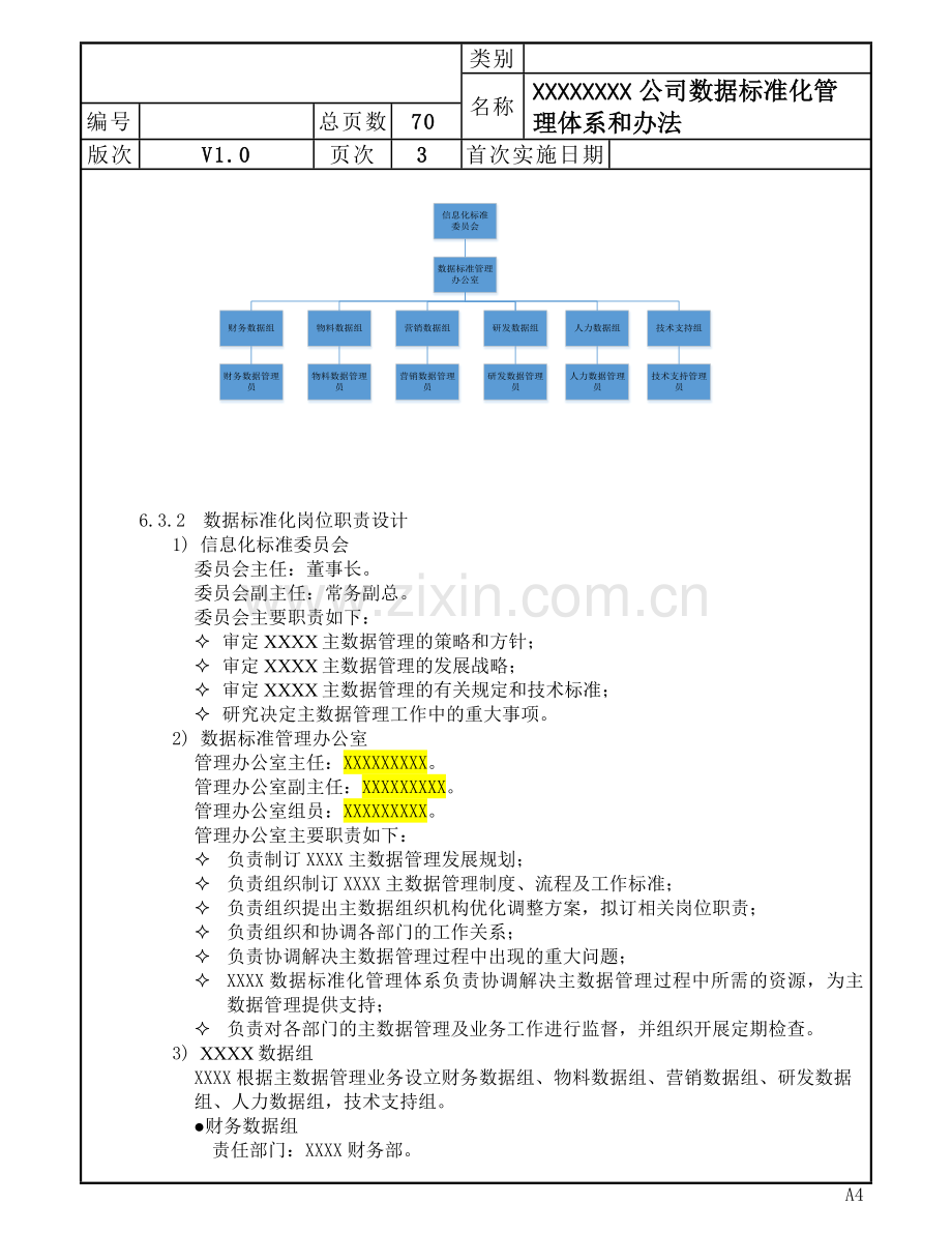 XXXX公司数据标准化管理体系和办法-V1.0.doc_第3页