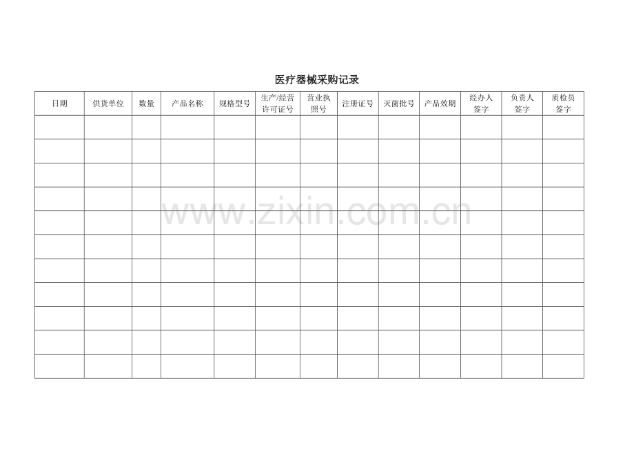 医疗器械采购记录表格.doc_第1页