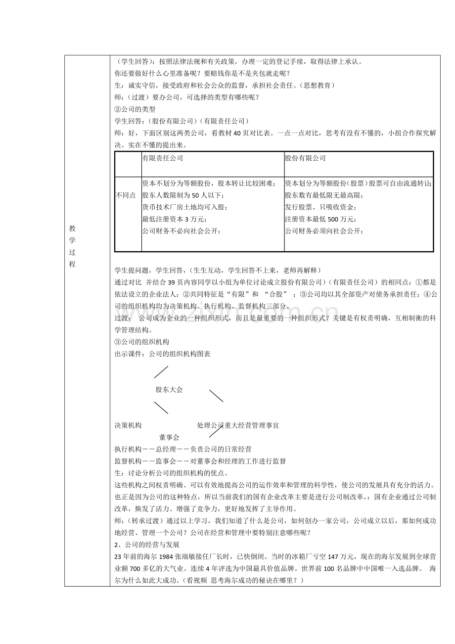 公司的经营教学设计.doc_第2页