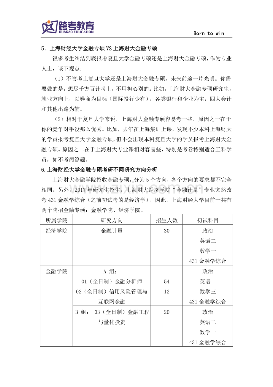 2019上海财经大学金融专硕考研研究方向及复习经验解读.doc_第3页