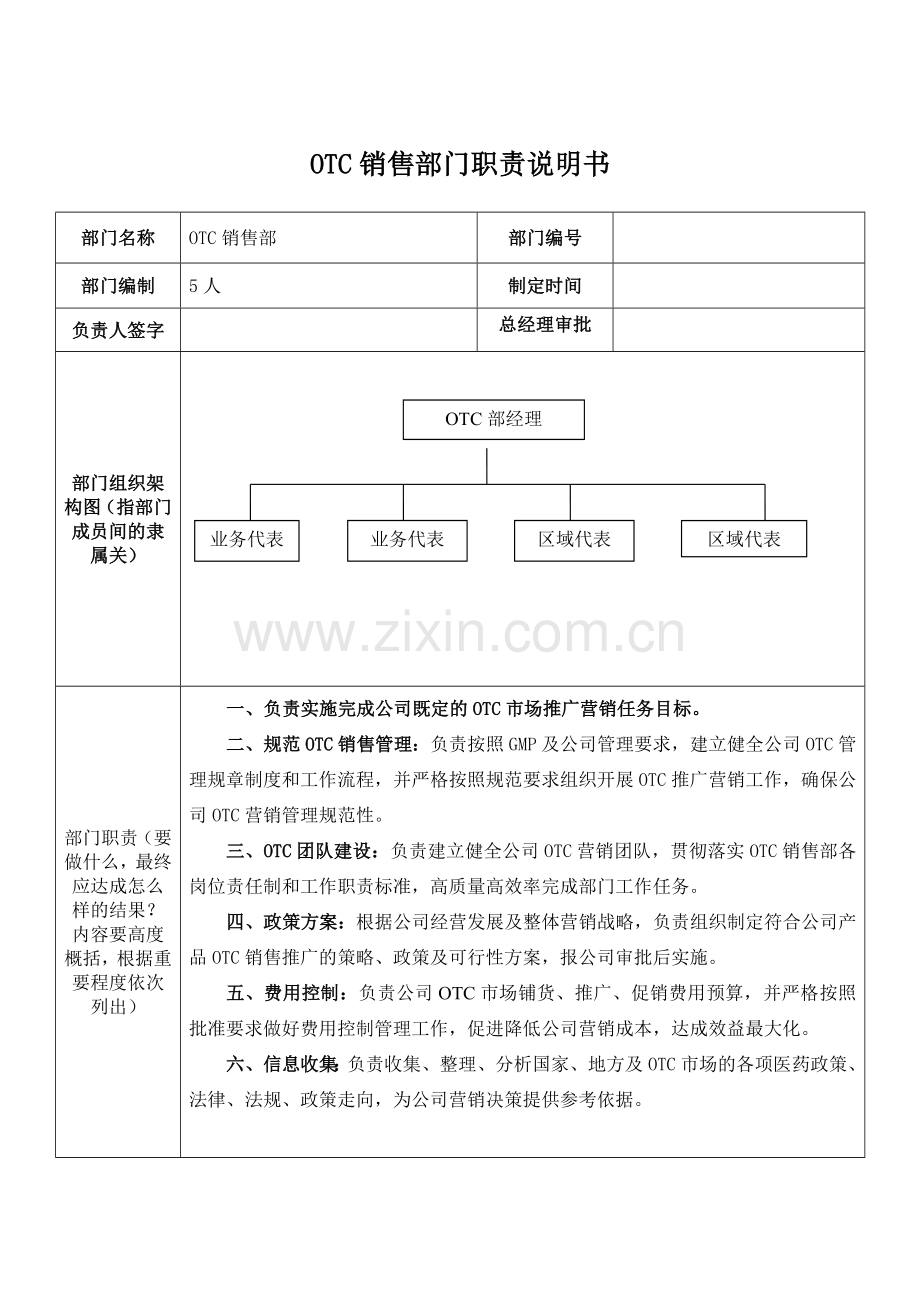 OTC部及经理岗位职责.doc_第1页