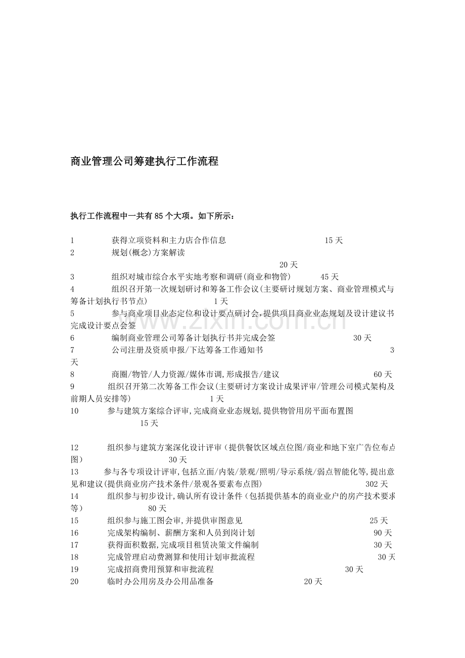 商业管理公司筹建执行工作流程.doc_第1页