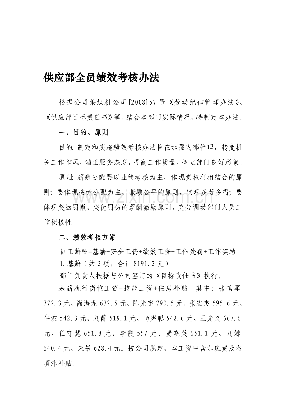 供应部全员绩效考核办法.doc_第1页