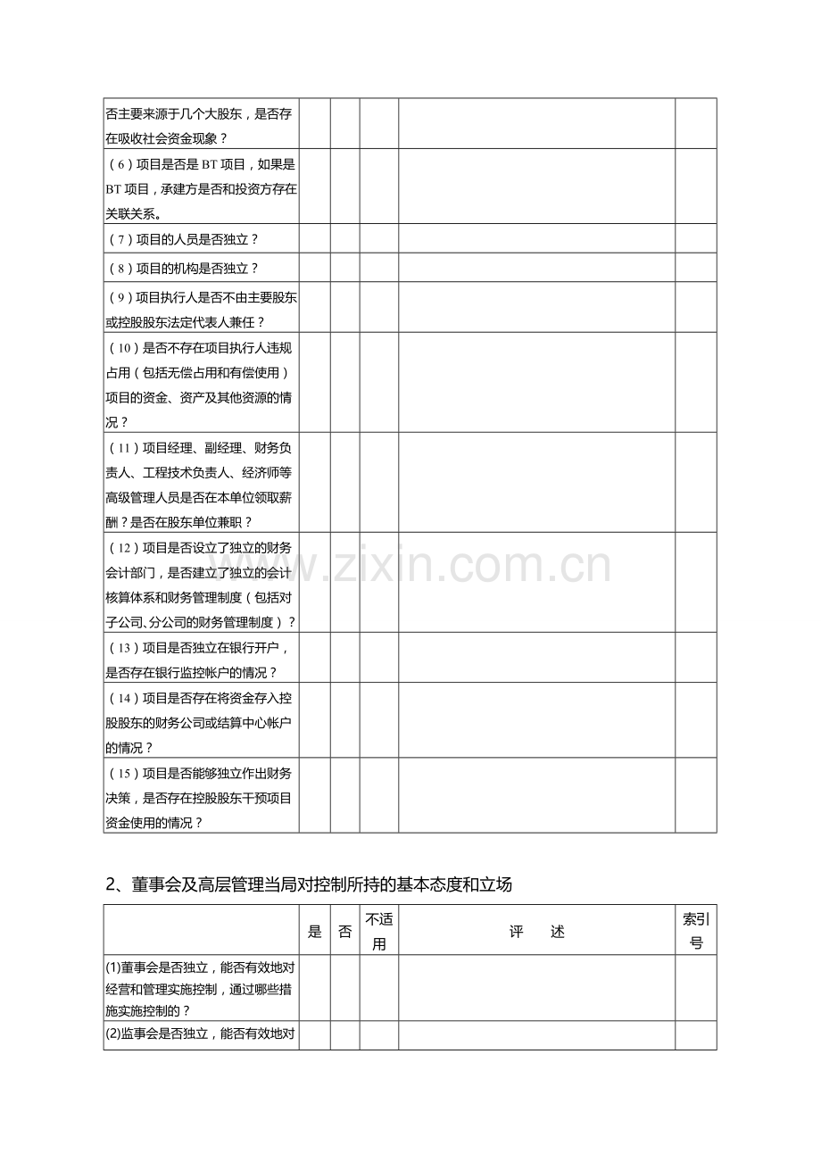 工程项目内部控制制度测试表.doc_第2页