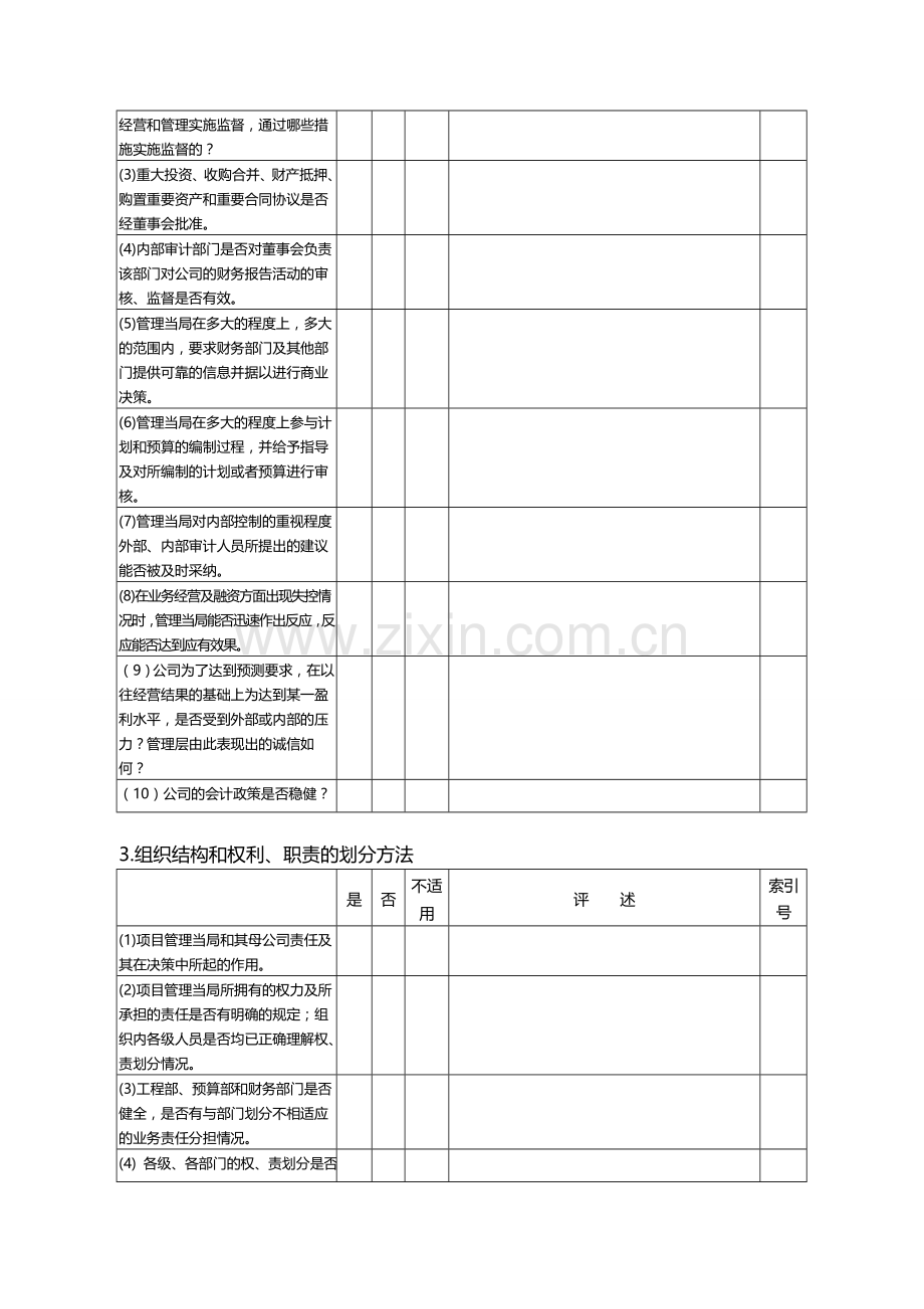 工程项目内部控制制度测试表.doc_第3页