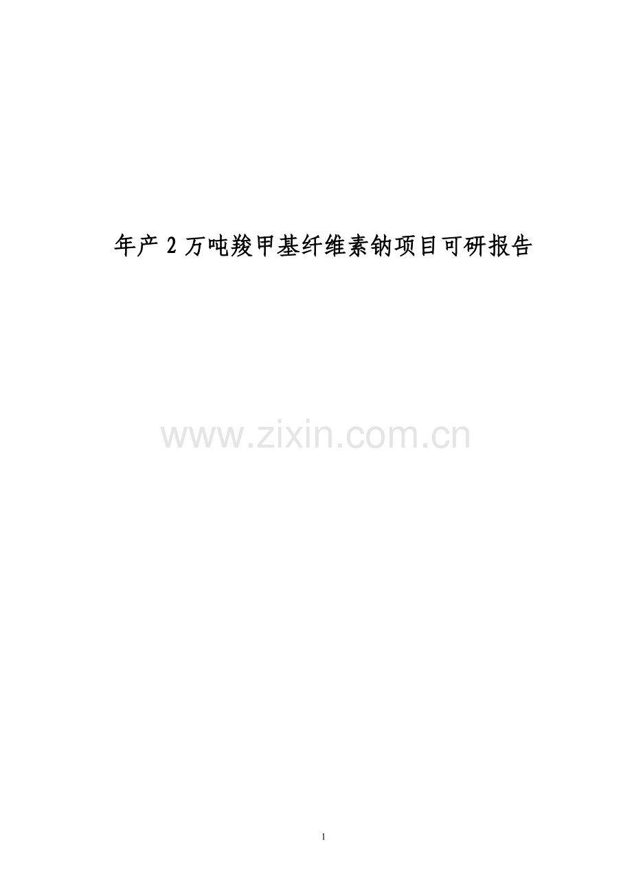 年产2万吨羧甲基纤维素钠项目可研报告.doc_第1页