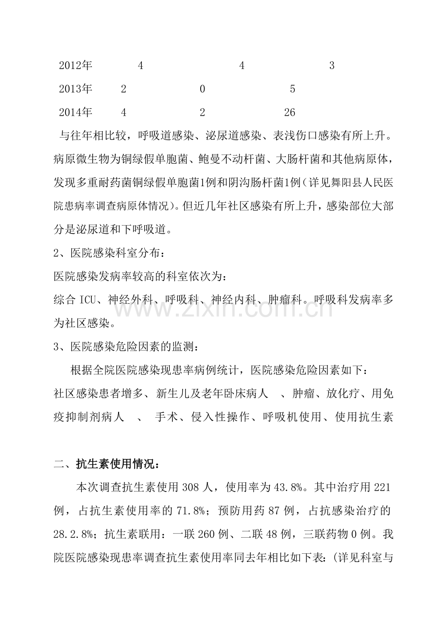 2014年医院感染现患率调查分析总结报.doc_第3页