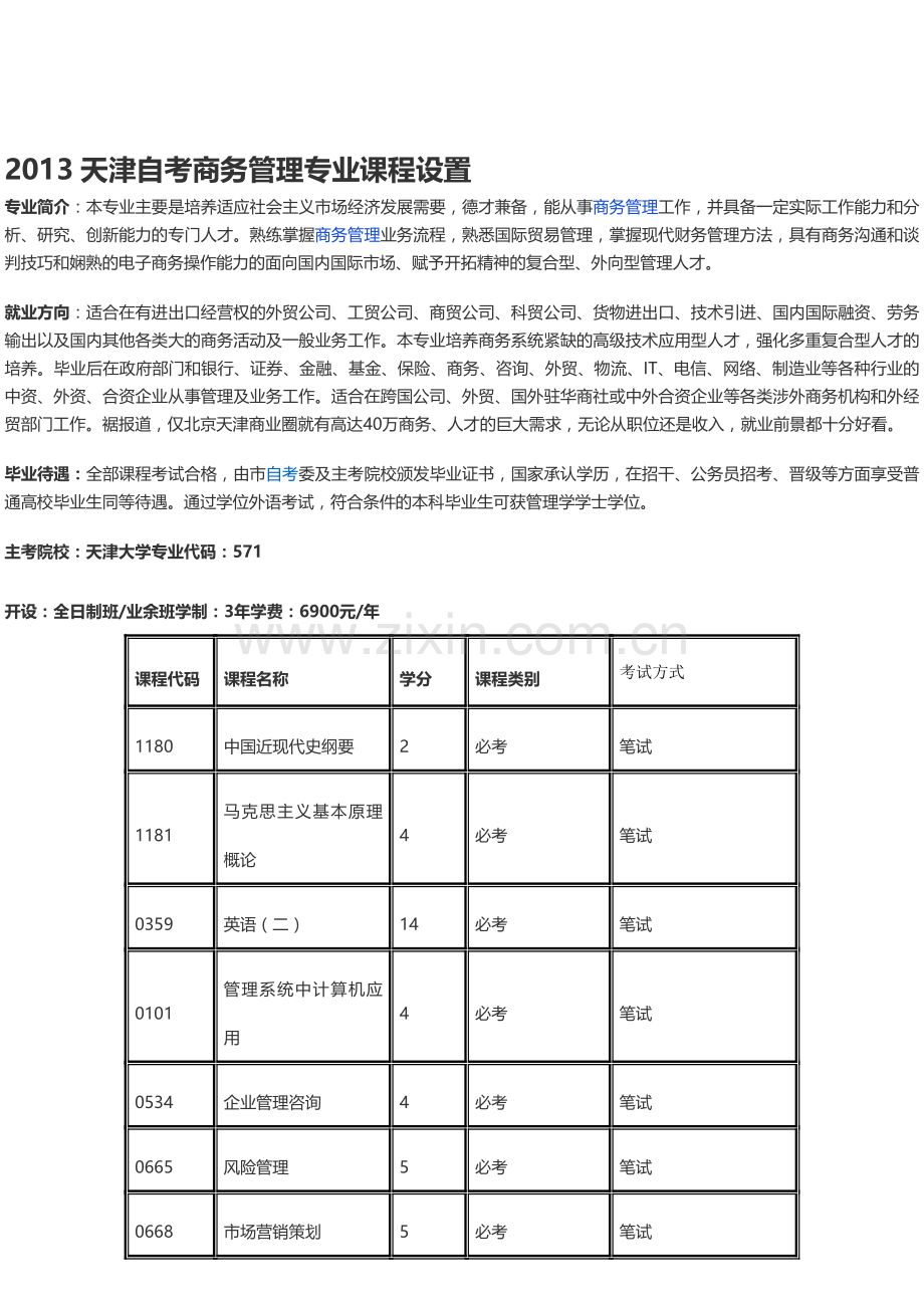 2013天津自考商务管理专业课程设置.doc_第1页