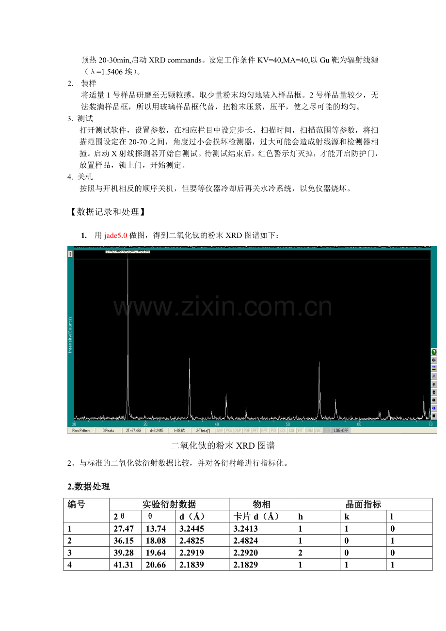 二氧化钛的X射线粉末衍射分析(山大实验).doc_第3页