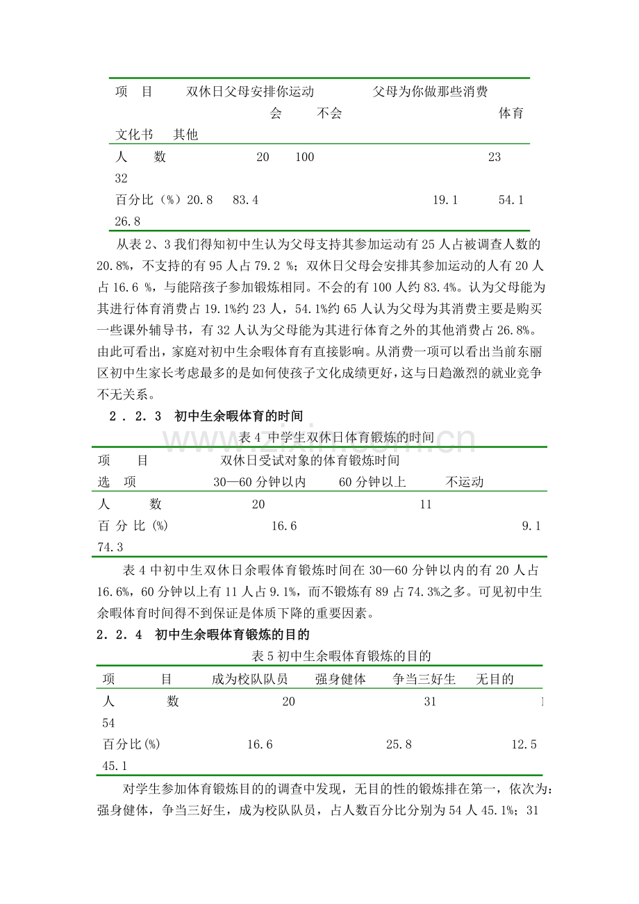 对东丽区初中生双休日余暇体育行为状况的调查与分析.doc_第3页