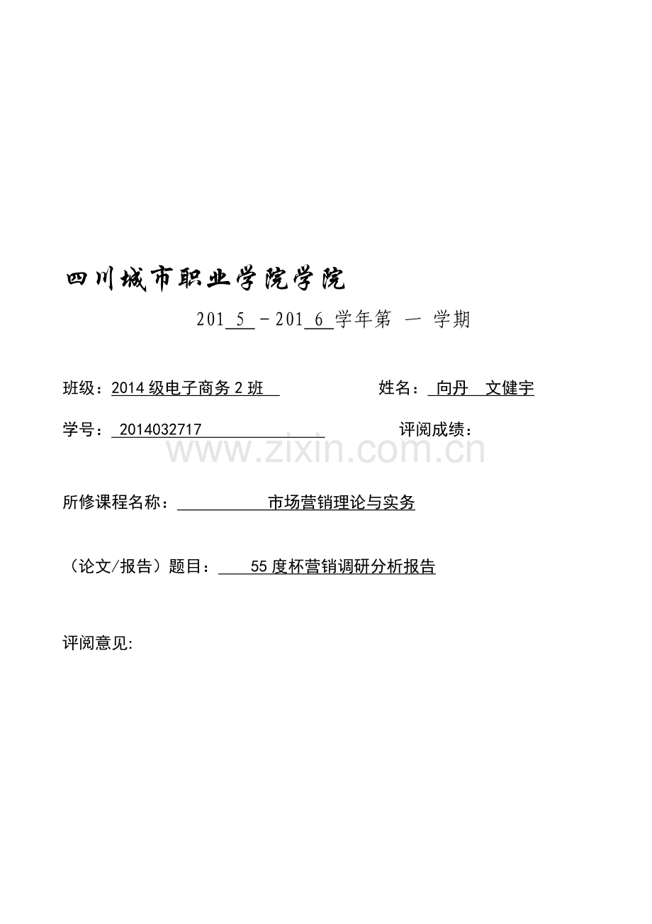 55度保温杯营销调研分析报告.doc_第1页