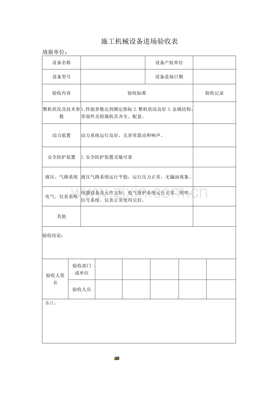 施工机械设备进场验收表.doc_第1页