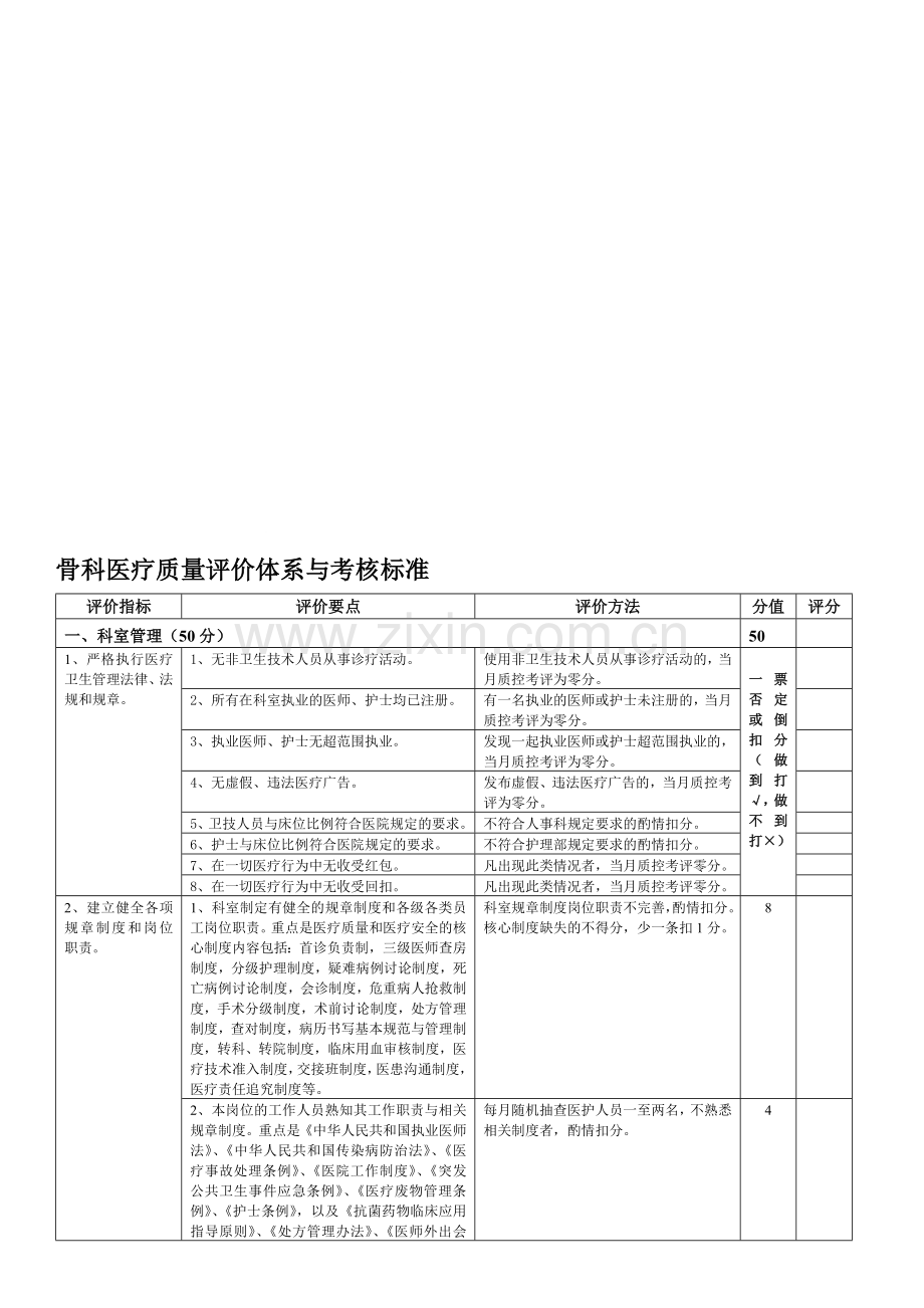 3.9骨科医疗质量评价体系与考核标准.doc_第1页