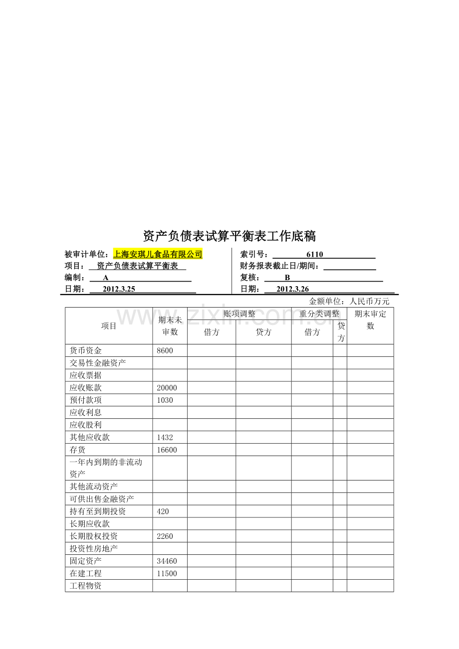 审计实训流程部分底稿-复印并装订06.doc_第1页