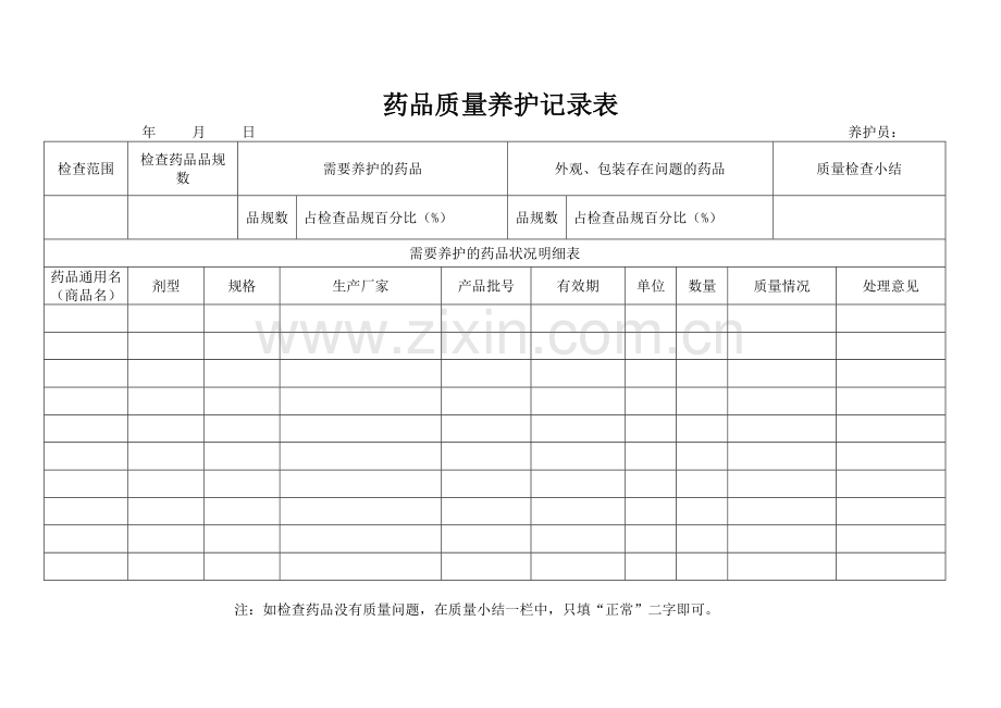 药品质量养护记录表.doc_第1页