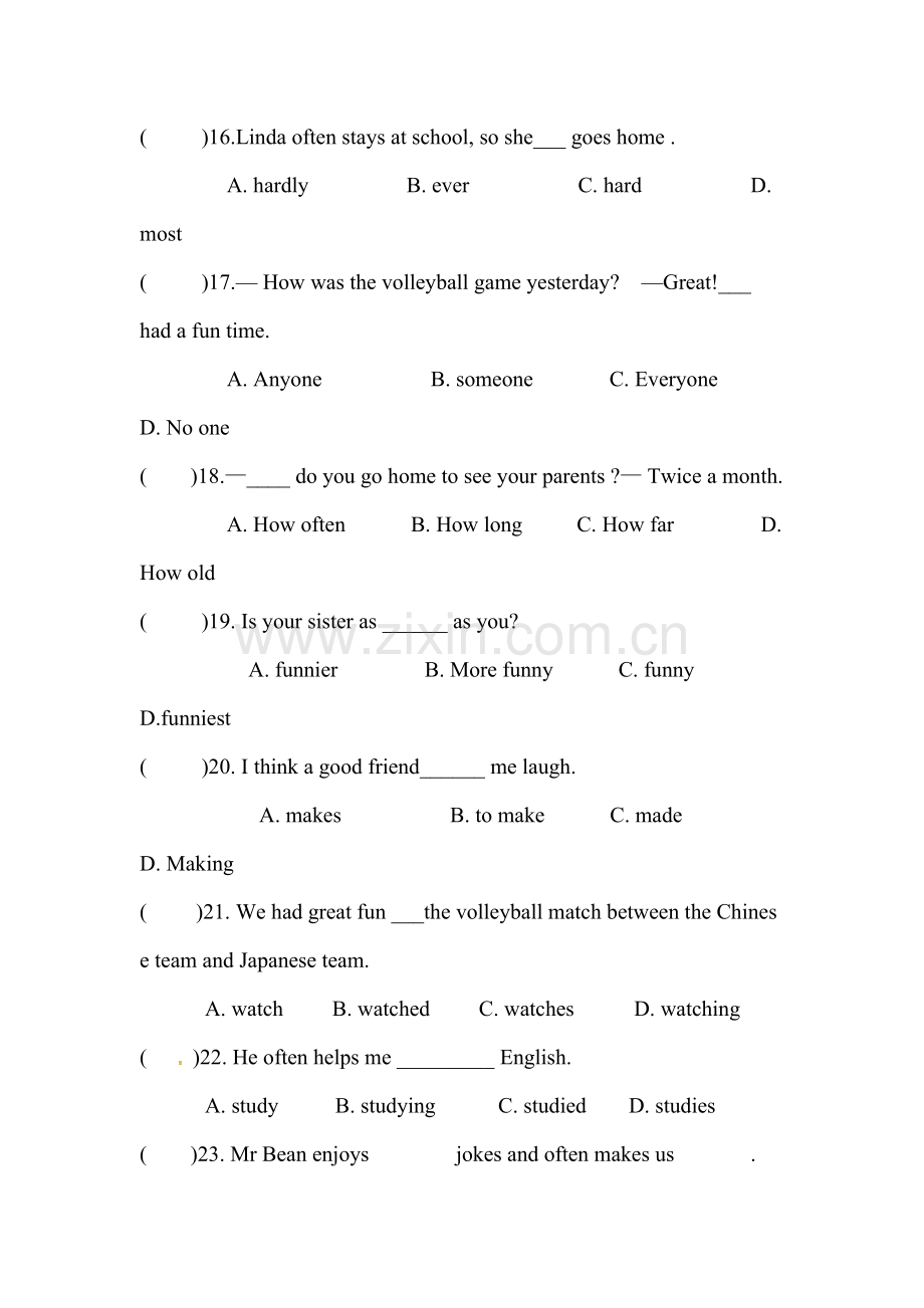 八年级英语上册第一次月考检测2.doc_第3页