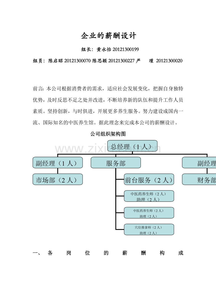 中医养生馆薪酬设计.doc_第1页