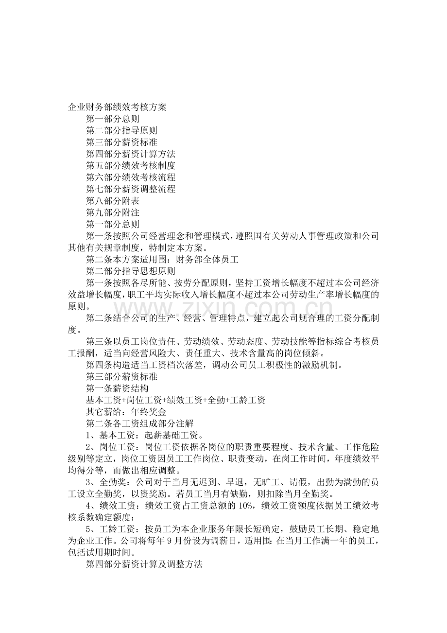 企业财务部绩效考核方案.doc_第1页