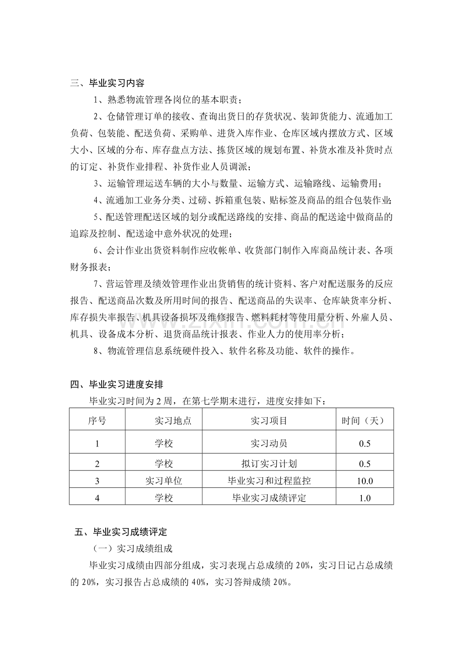 《物流管理专业毕业实习》教学大纲.doc_第2页