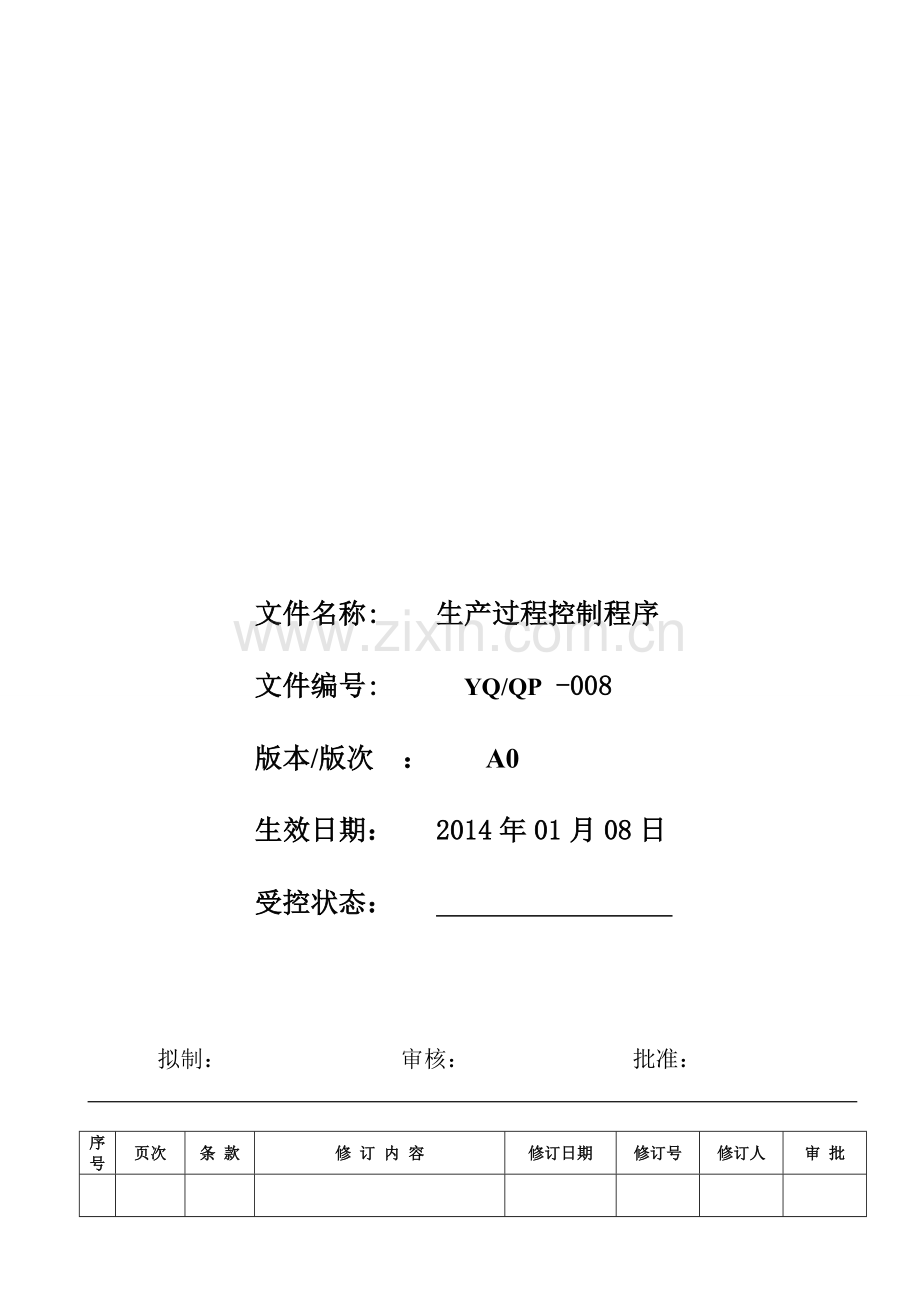 ISO9001-2008生产过程控制程序.doc_第1页