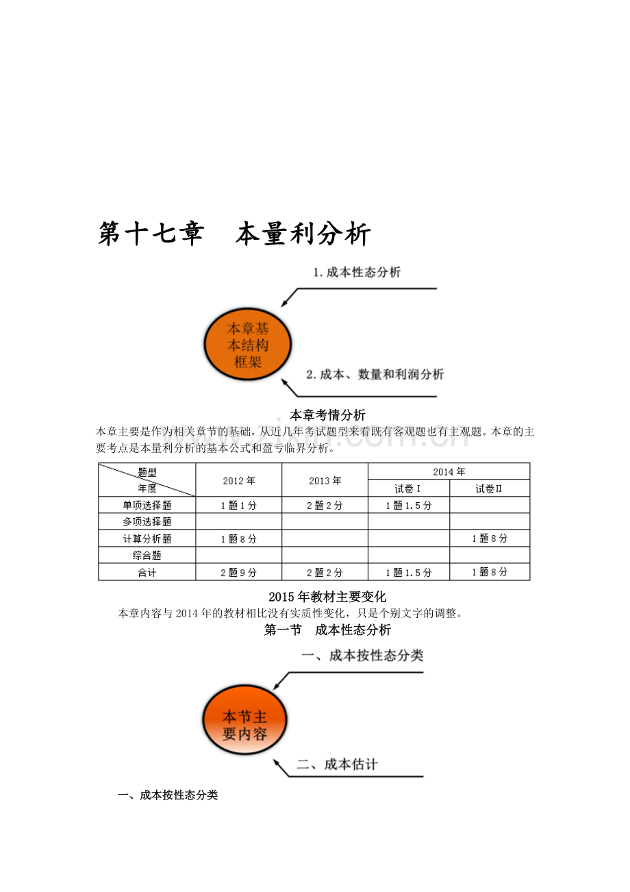 2016年CPA讲义《财管》第十七章本量利分析01.doc_第1页