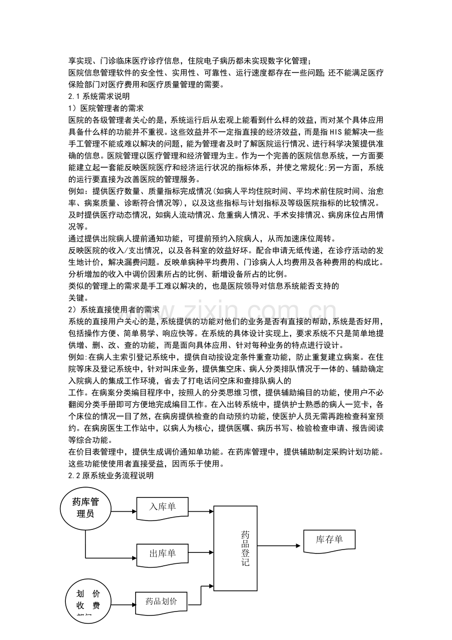 医院管理信息系统分析报告(含业务流程图及数据流程图).doc_第3页