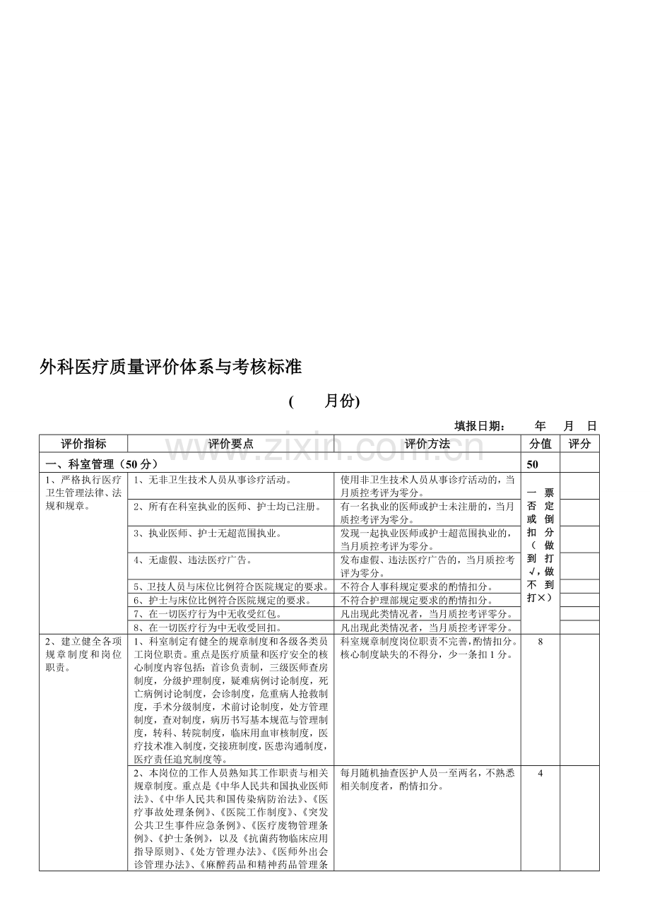 综合外科医疗质量评价体系与考核标准1.doc_第1页