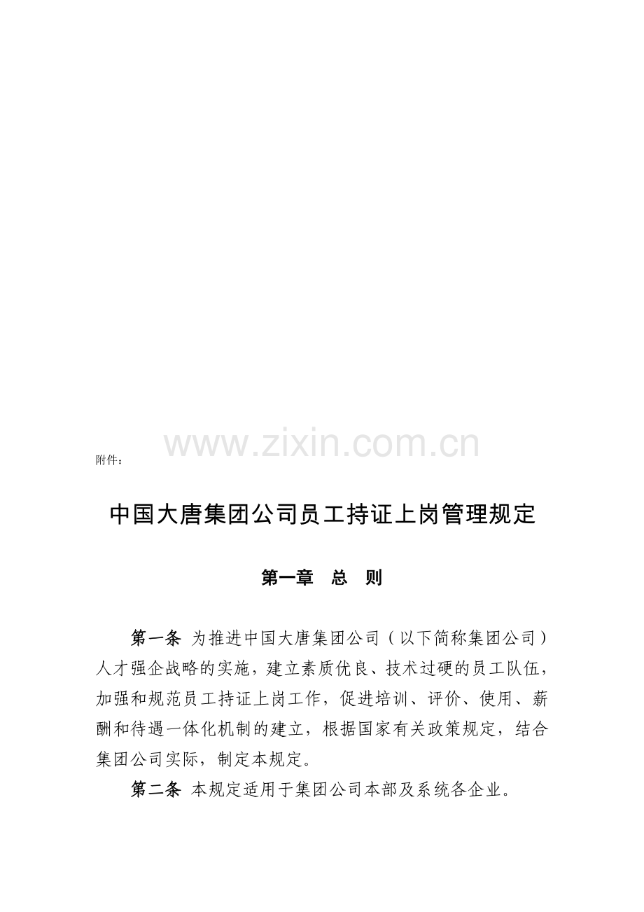 中国大唐集团公司员工持证上岗管理规定.doc_第1页