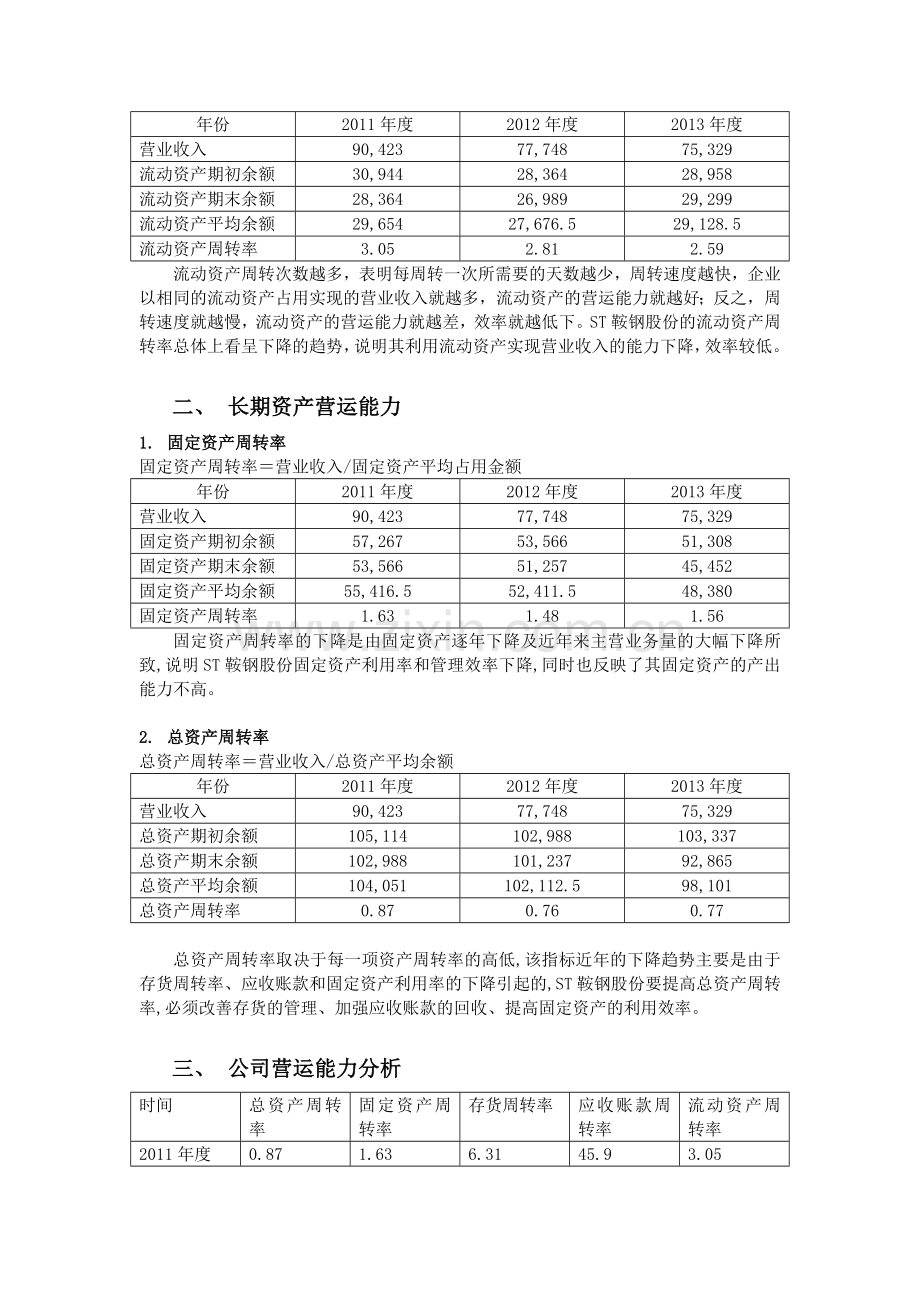 ST鞍钢股份财务报表分析-营运能力分析.doc_第2页