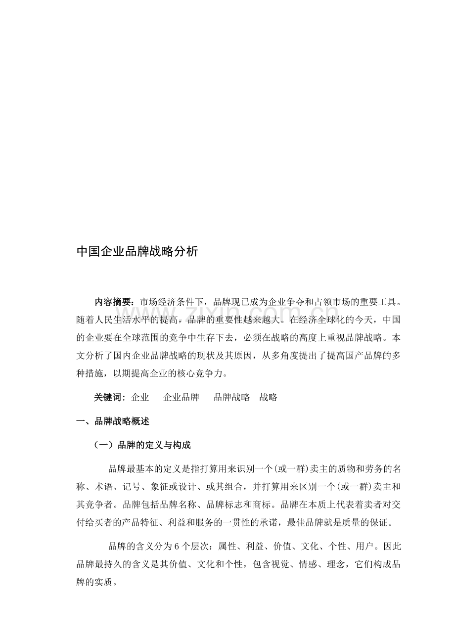 中国企业品牌战略分析.doc_第1页