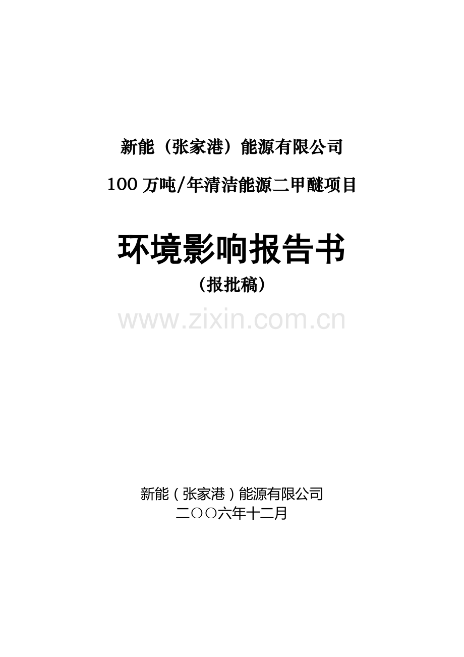 年产100万吨二甲醚环评报告书.doc_第1页