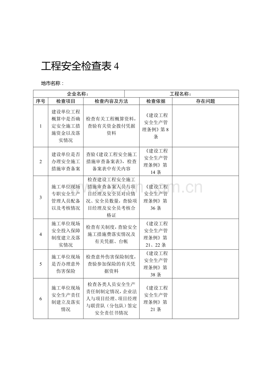 工程安全检查表4.doc_第1页