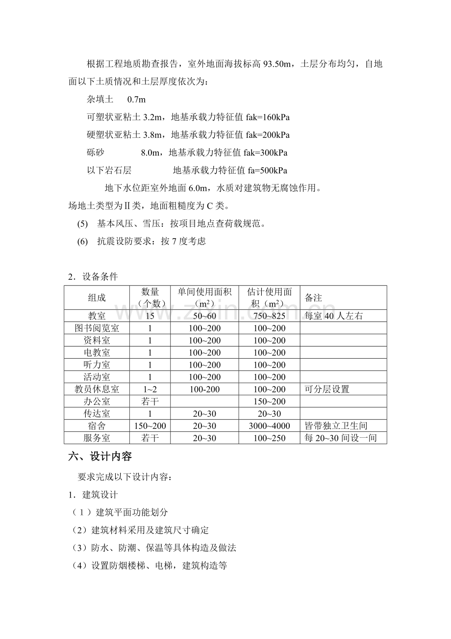 土木工程专业毕业设计任务书(培训中心).doc_第2页