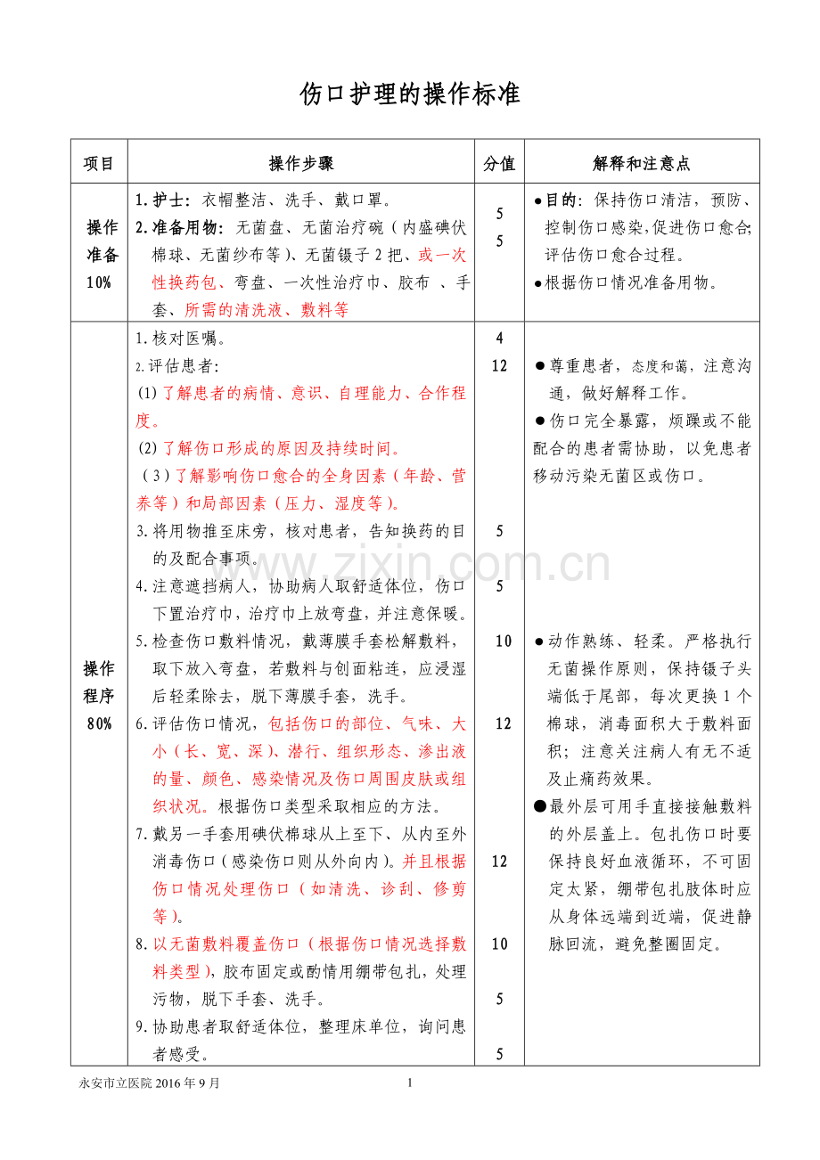 伤口护理操作标准.doc_第1页