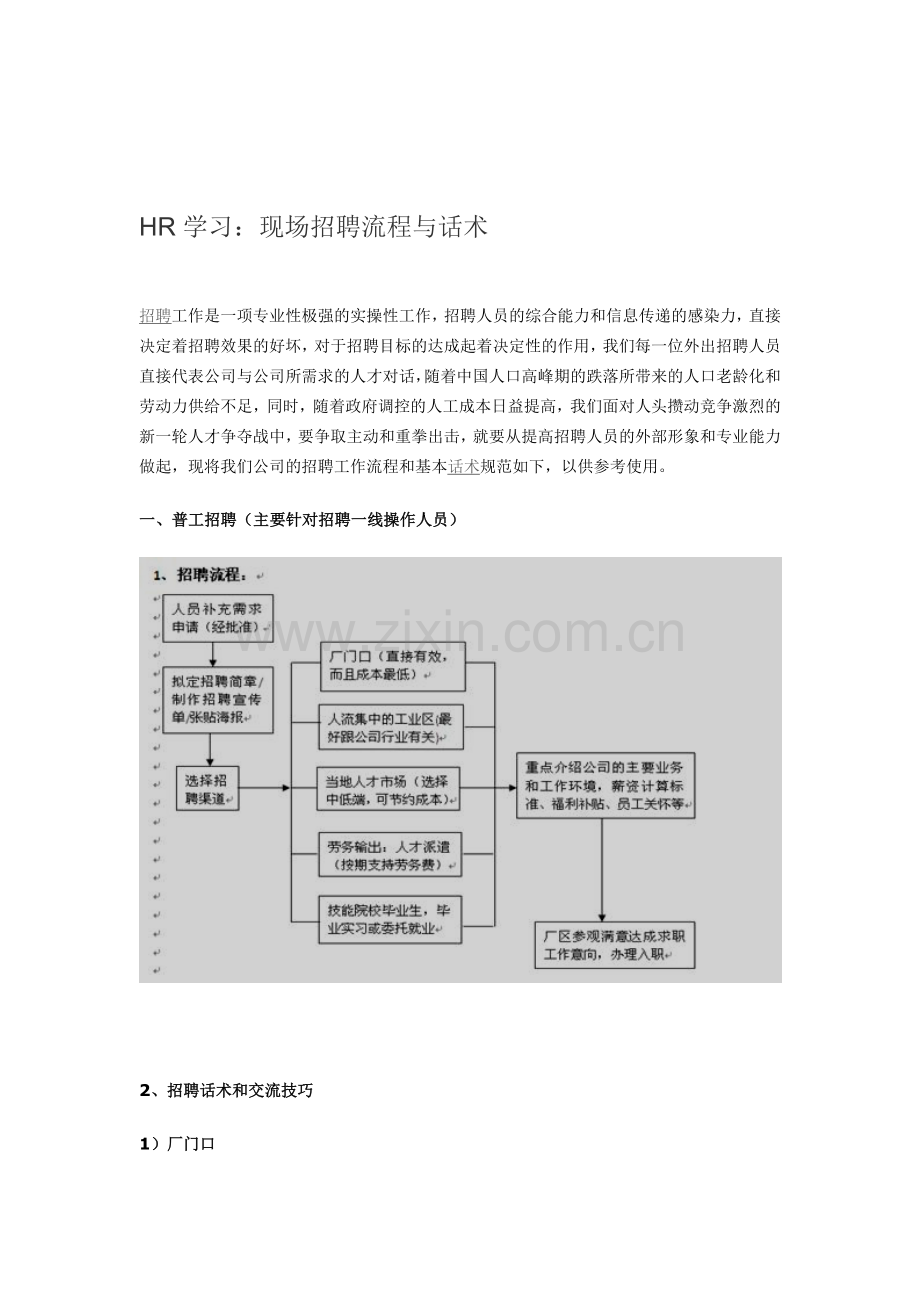 HR学习：现场招聘流程与话术.doc_第1页