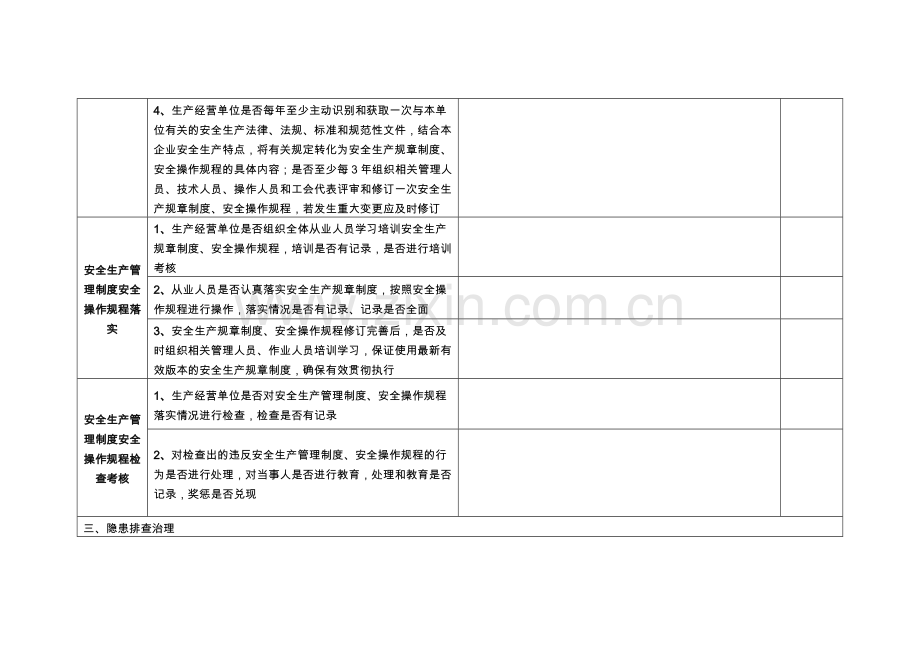 安全生产隐患排查落实月情况检查表.doc_第3页