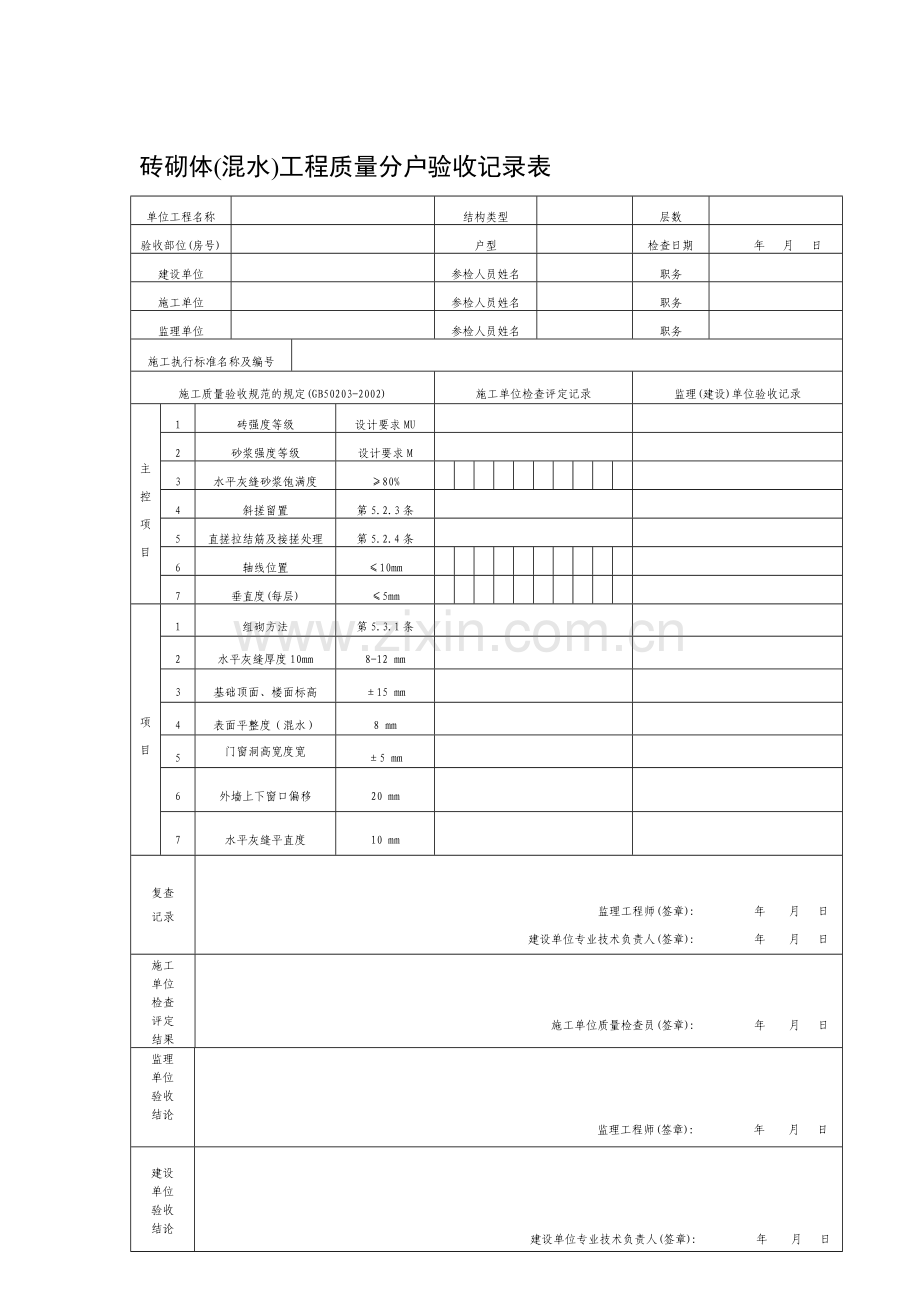 厦门市住宅工程质量分户验收表格附件.doc_第1页