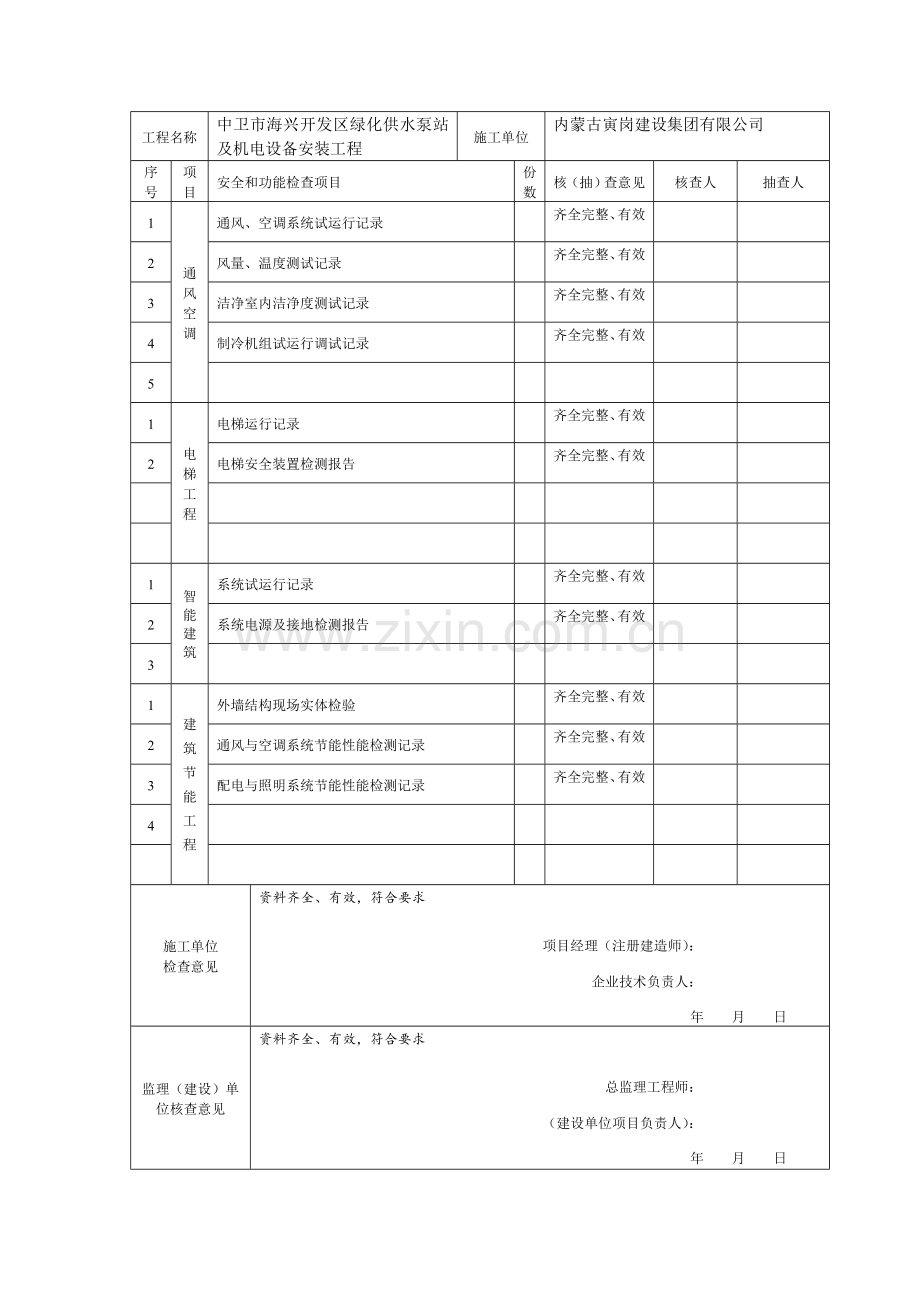 单位(子单位)工程安全和功能检验资料核查及主要功能抽查记录.doc_第2页