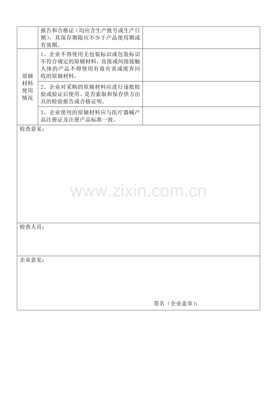 常州市高风险医疗器械生产企业原辅材料管理专项检查记录表.doc_第2页