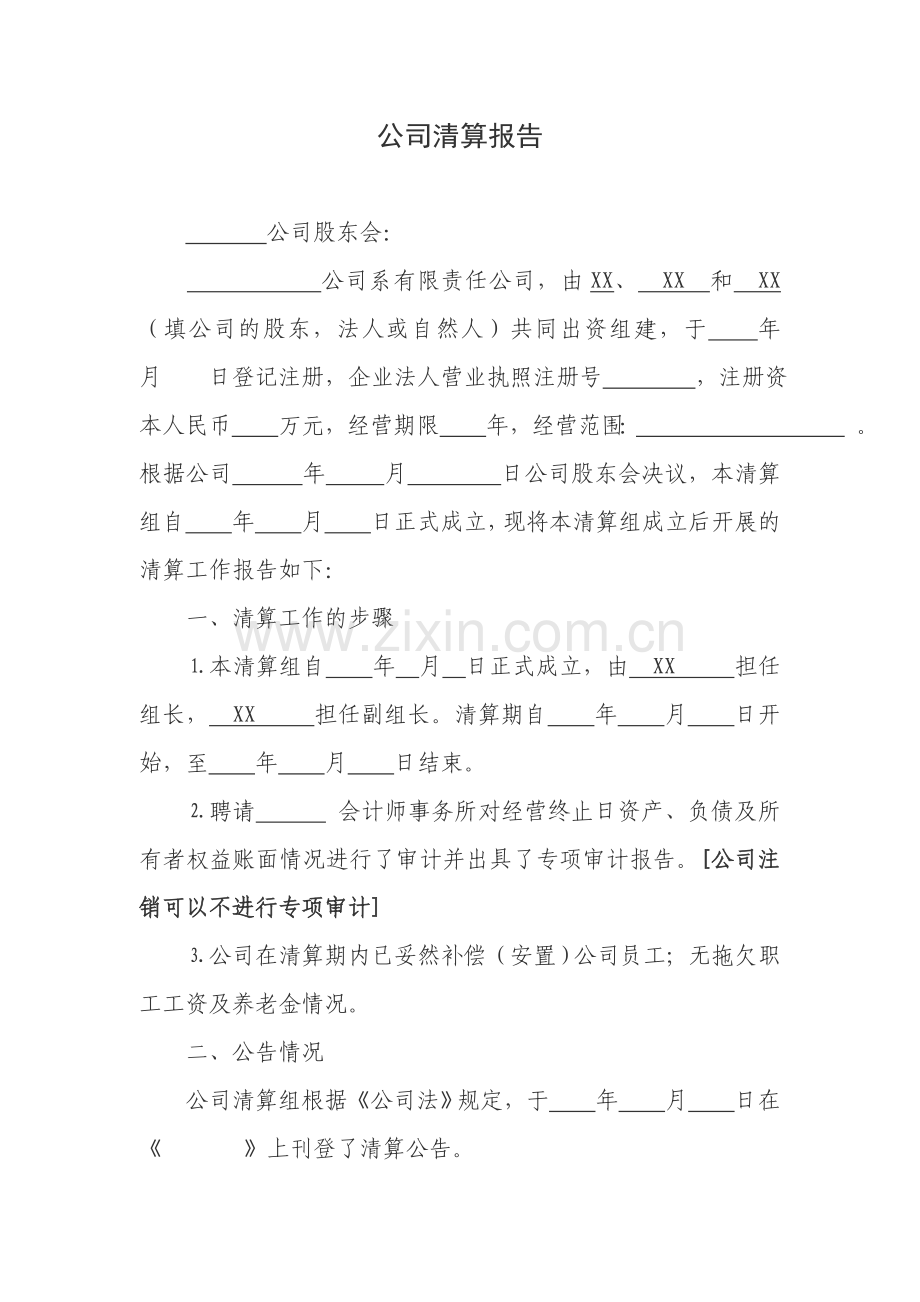 公司清算报告.doc_第1页