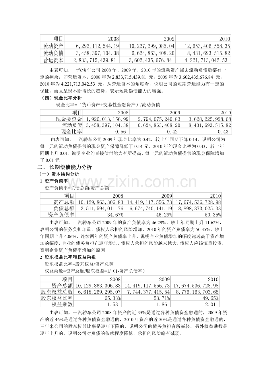 一汽大众财务报表分析.doc_第2页