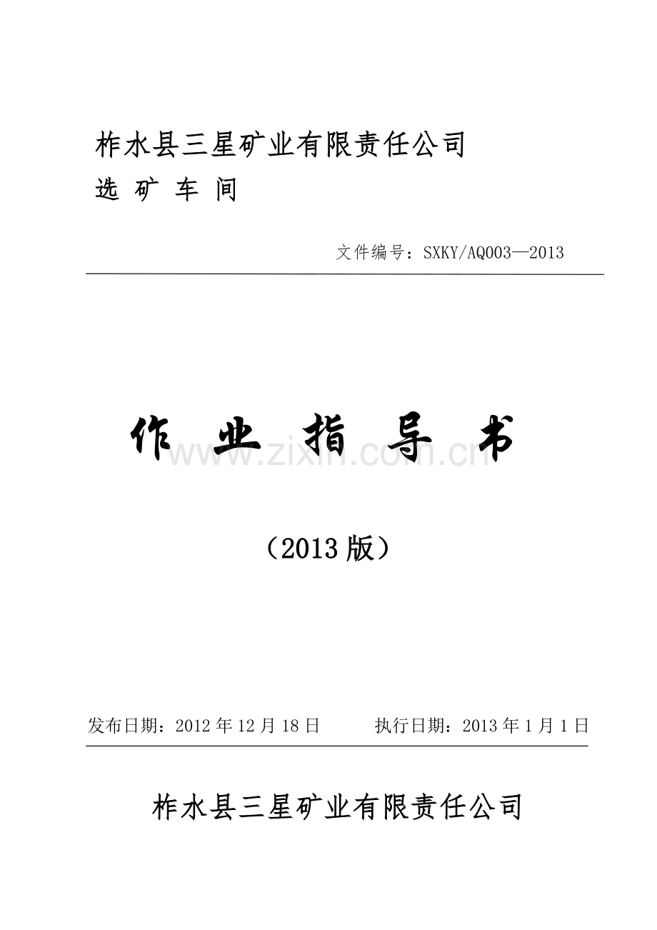 安全生产标准化作业指导书(正式版).doc_第1页