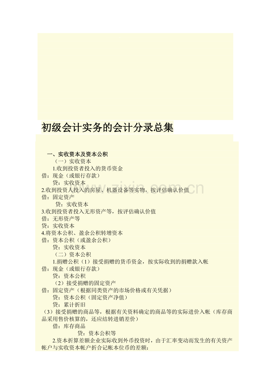 初级会计实务的会计分录总集.doc_第1页